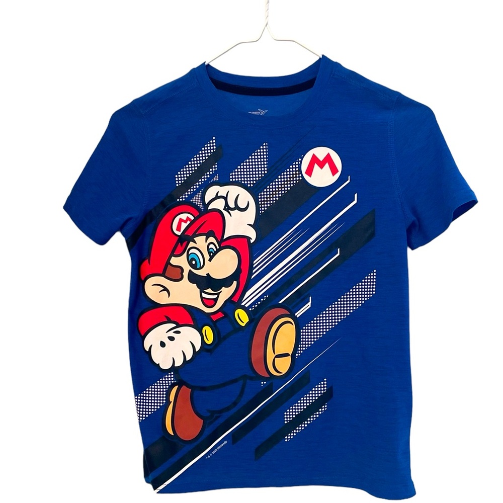 Official Super Mario Bros Blue Old Navy Active T-Shirt Size Medium 8